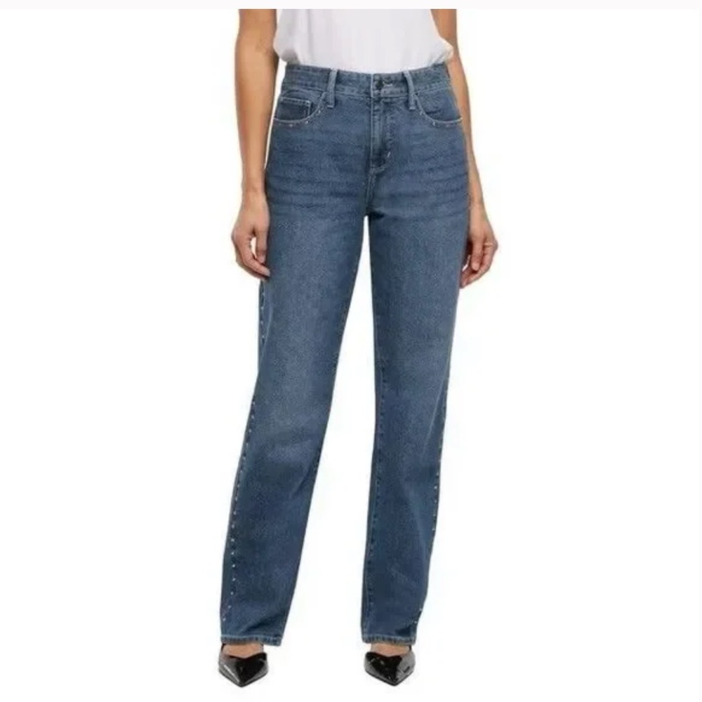 EXPRESS Straight Leg Studded Embellished Jeans Medium Wash Size 8